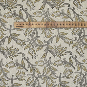 Indian Hand Block Print Green Floral Linen Blend Fabric - Kamal Dutta
