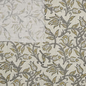 Indian Hand Block Print Green Floral Linen Blend Fabric - Kamal Dutta