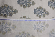 Indian Hand Block Print Green Floral Pure Linen Fabric - Morpankh