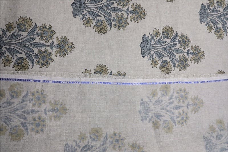 Indian Hand Block Print Green Floral Pure Linen Fabric - Morpankh