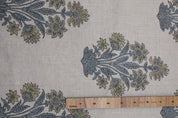 Indian Hand Block Print Green Floral Pure Linen Fabric - Morpankh