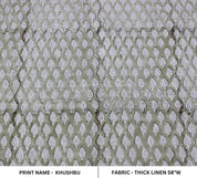 Aristnal Hand Block Print GrayThick linen Fabric 58 W - Khushbu