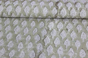 Aristnal Hand Block Print GrayThick linen Fabric 58 W - Khushbu