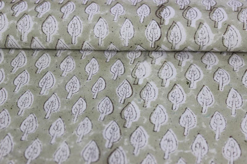 Aristnal Hand Block Print GrayThick linen Fabric 58 W - Khushbu