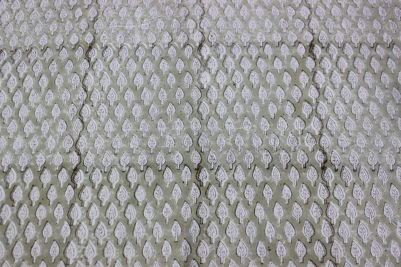 Aristnal Hand Block Print GrayThick linen Fabric 58 W - Khushbu