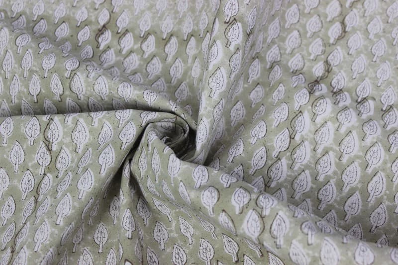Aristnal Hand Block Print GrayThick linen Fabric 58 W - Khushbu