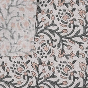 Indian Handcrafted Block Print Grey Pure Linen Fabric - Suhana Bel
