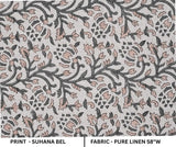 Indian Handcrafted Block Print Grey Pure Linen Fabric - Suhana Bel