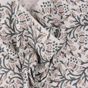 Indian Handcrafted Block Print Grey Pure Linen Fabric - Suhana Bel