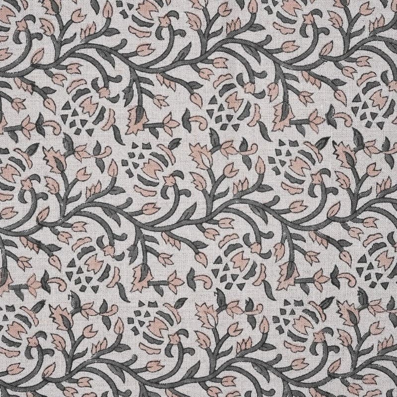 Indian Handcrafted Block Print Grey Pure Linen Fabric - Suhana Bel