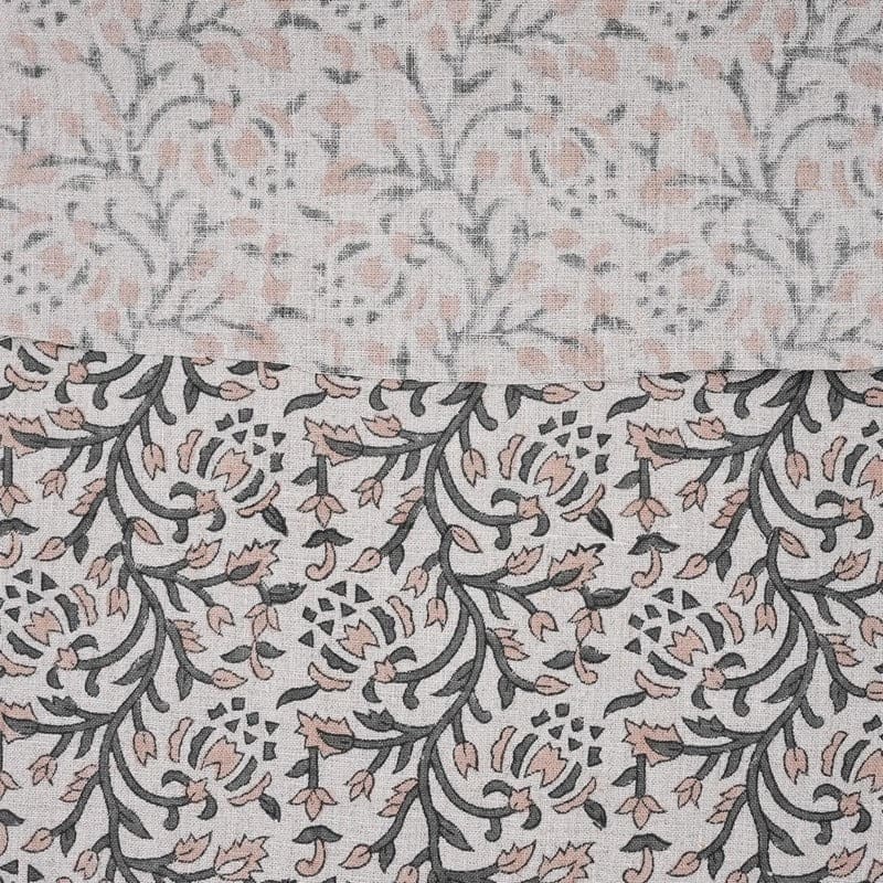 Indian Handcrafted Block Print Grey Pure Linen Fabric - Suhana Bel
