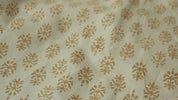 Handmade Block Bronze Print Off white Linen Fabric - Kashi