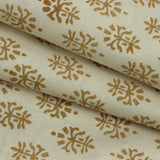 Handmade Block Bronze Print Off white Linen Fabric - Kashi