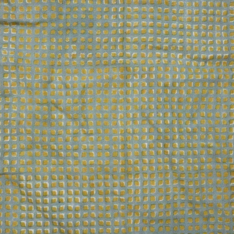 Handmade Block Print Pastel Blue Pure Linen Fabric - Kavita