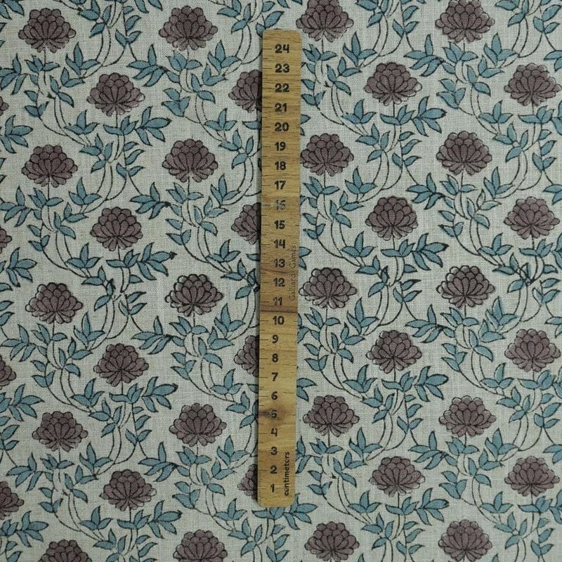 Indian Handmade Block Print Brown Viscose Linen Fabric - Khubsurat