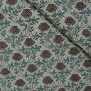 Indian Handmade Block Print Brown Viscose Linen Fabric - Khubsurat