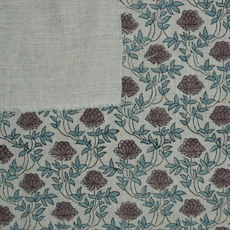 Indian Handmade Block Print Brown Viscose Linen Fabric - Khubsurat