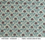 Indian Handmade Block Print Brown Viscose Linen Fabric - Khubsurat