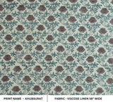 Indian Handmade Block Print Brown Viscose Linen Fabric - Khubsurat