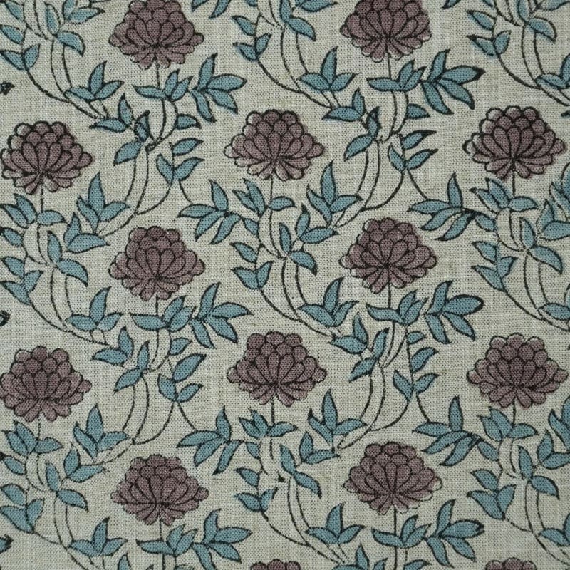 Indian Handmade Block Print Brown Viscose Linen Fabric - Khubsurat