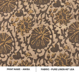 Aristan Handmade Block Print Brown Floral Pure Linen Fabric - Ambika