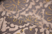 Aristan Handmade Block Print Brown Floral Pure Linen Fabric - Ambika