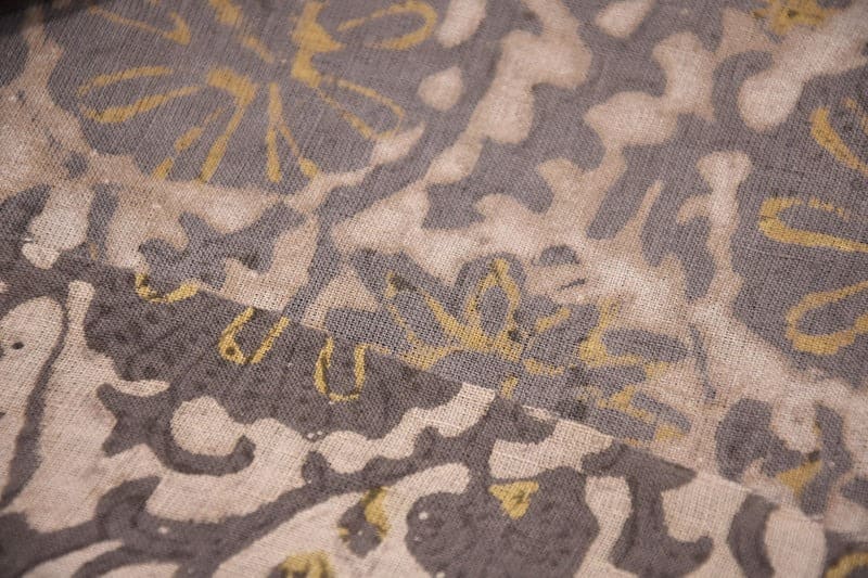 Aristan Handmade Block Print Brown Floral Pure Linen Fabric - Ambika