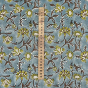 Handmade Block Print Green Floral Viscose Linen - Naayab