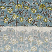 Handmade Block Print Green Floral Viscose Linen - Naayab