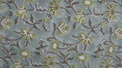 Handmade Block Print Green Floral Viscose Linen - Naayab