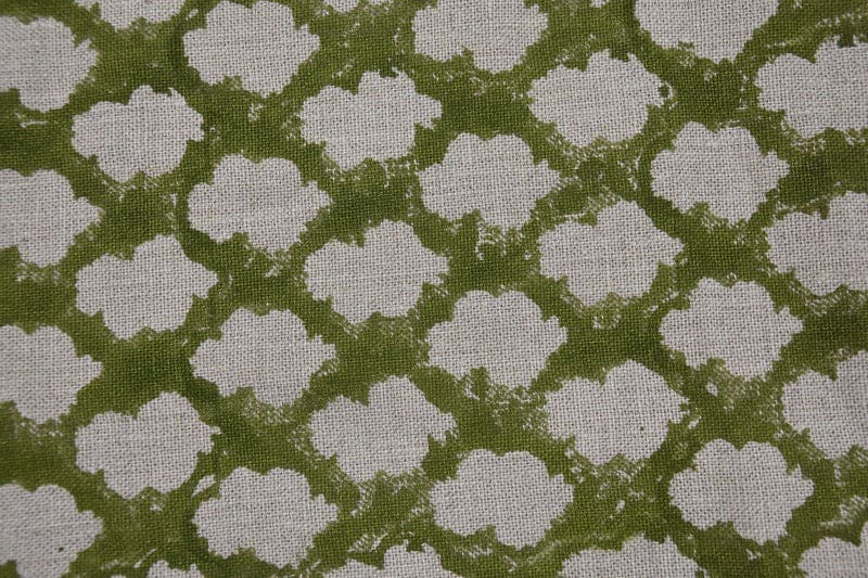 Premium Hand Block Print Grey Floral Thick Linen Fabric - Kesariya