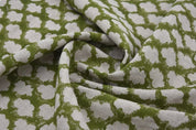 Premium Hand Block Print Grey Floral Thick Linen Fabric - Kesariya