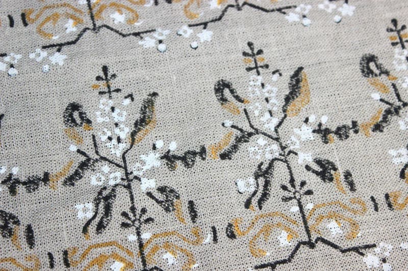 Indian Handmade Block Print Mustard Thick Linen Fabric - Nakshatra