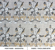 Indian Handmade Block Print Mustard Thick Linen Fabric - Nakshatra