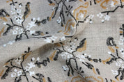 Indian Handmade Block Print Mustard Thick Linen Fabric - Nakshatra