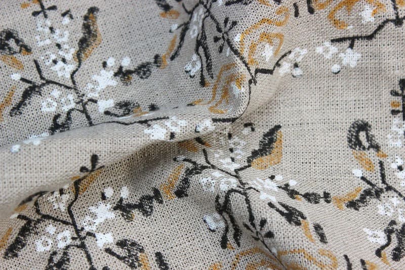 Indian Handmade Block Print Mustard Thick Linen Fabric - Nakshatra