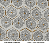 Indian Hand Block Print orange Pure Linen Fabric - Charakha