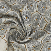 Indian Hand Block Print orange Pure Linen Fabric - Charakha
