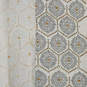 Indian Hand Block Print orange Pure Linen Fabric - Charakha