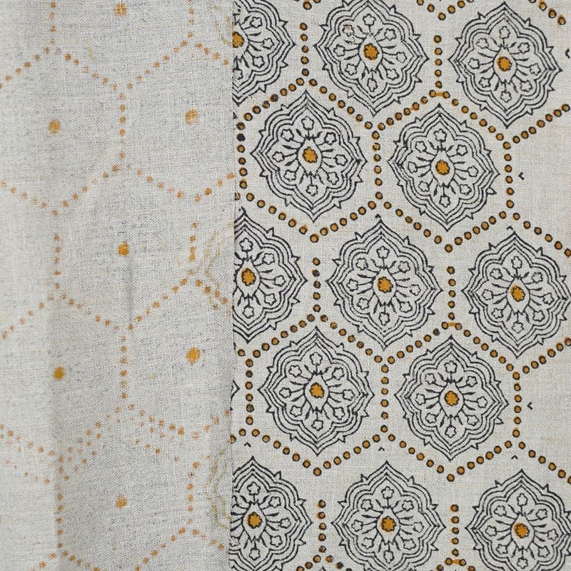 Indian Hand Block Print orange Pure Linen Fabric - Charakha