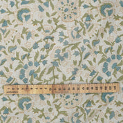 Indian Aristan Hand Block Print Blue Pure Linen Fabric - Vasundhara