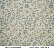 Indian Aristan Hand Block Print Blue Pure Linen Fabric - Vasundhara
