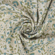 Indian Aristan Hand Block Print Blue Pure Linen Fabric - Vasundhara