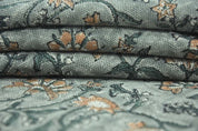 Artisan Block Print Brown & Gray Floral Thick Linen Fabric - Naayab