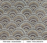 Indian Block Print Brown Floral Thick Linen Fabric - Shubharambh
