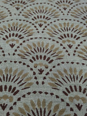 Indian Block Print Brown Floral Thick Linen Fabric - Shubharambh