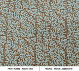 Indian Block Printed Green Floral Thick Linen Fabric - Nidhi Van