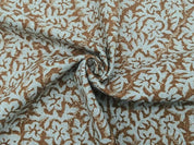 Indian Block Printed Green Floral Thick Linen Fabric - Nidhi Van