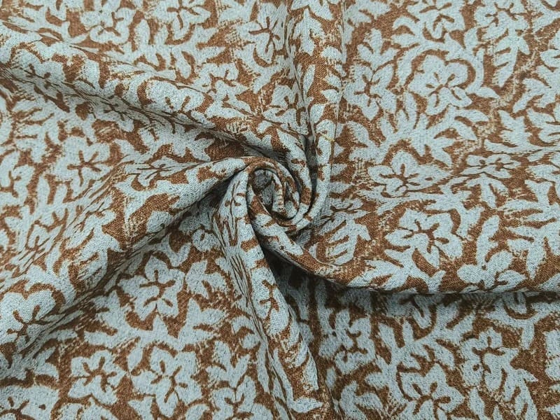Indian Block Printed Green Floral Thick Linen Fabric - Nidhi Van