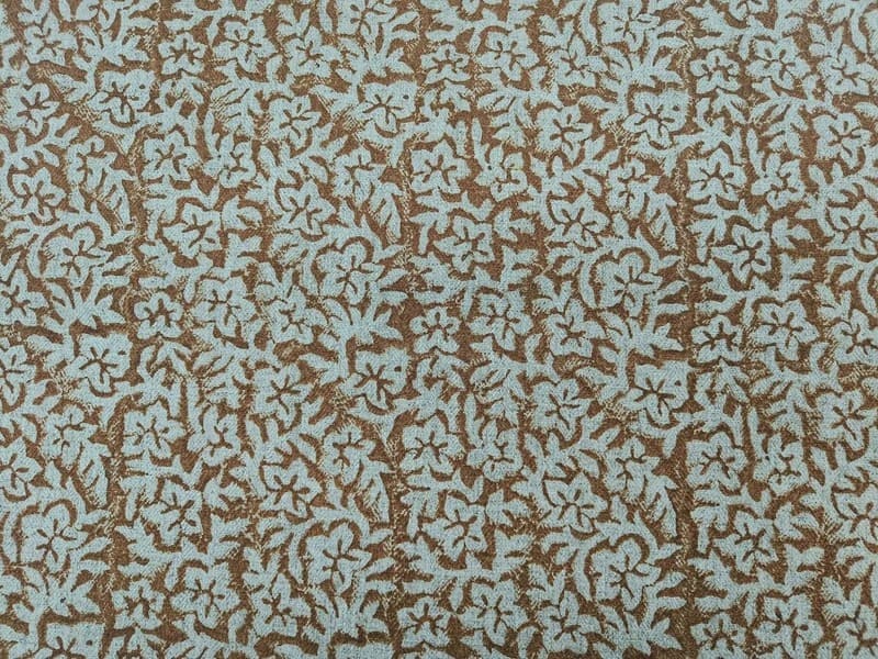 Indian Block Printed Green Floral Thick Linen Fabric - Nidhi Van